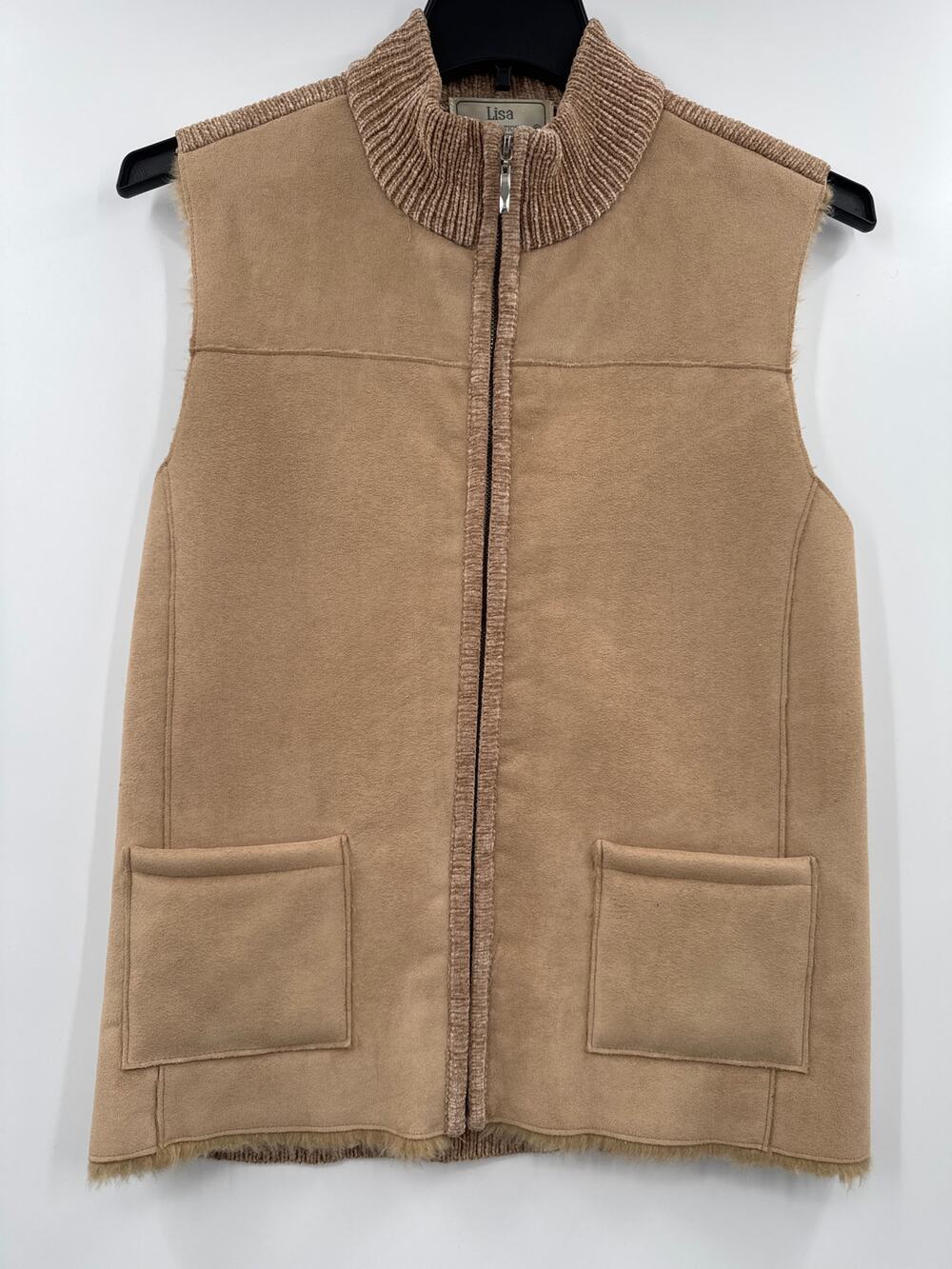 Lisa International faux fur warm vest brown size M